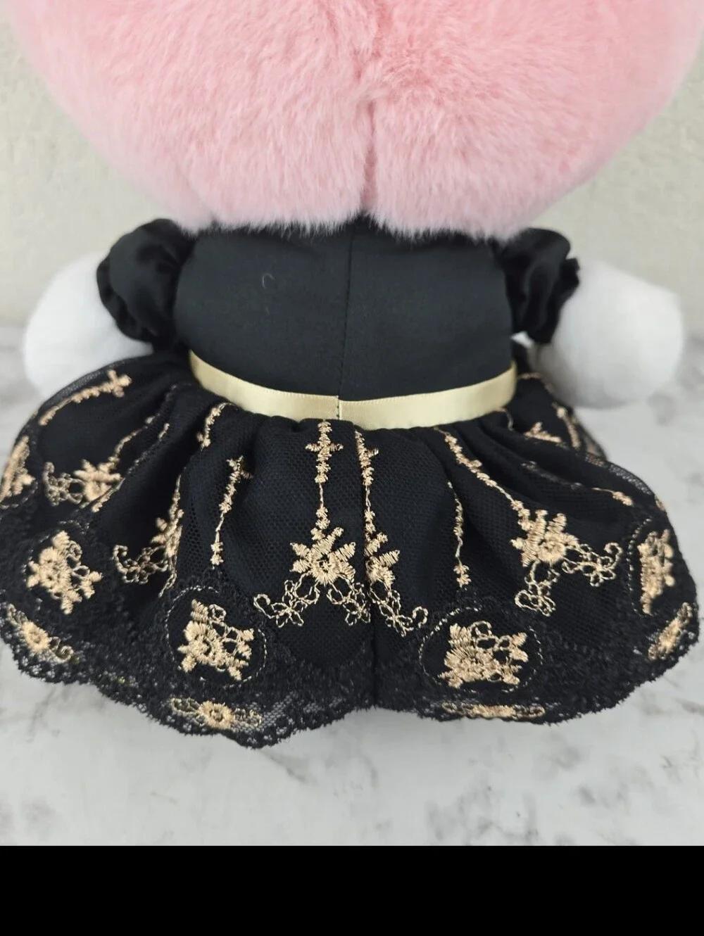 Sanrio My Melody Plush Doll in Pink with Black & Gold Dress